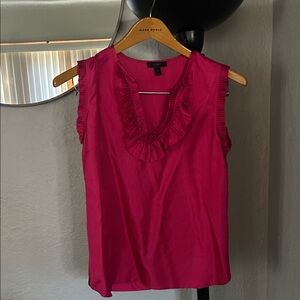 J. Crew Ruffled V-Neck Sleeveless Camisole in Bright Pink